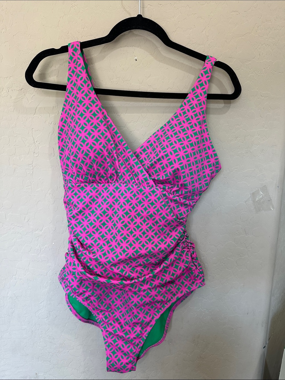 Boden Pink and Green Geometric One-Piece Swimsuit